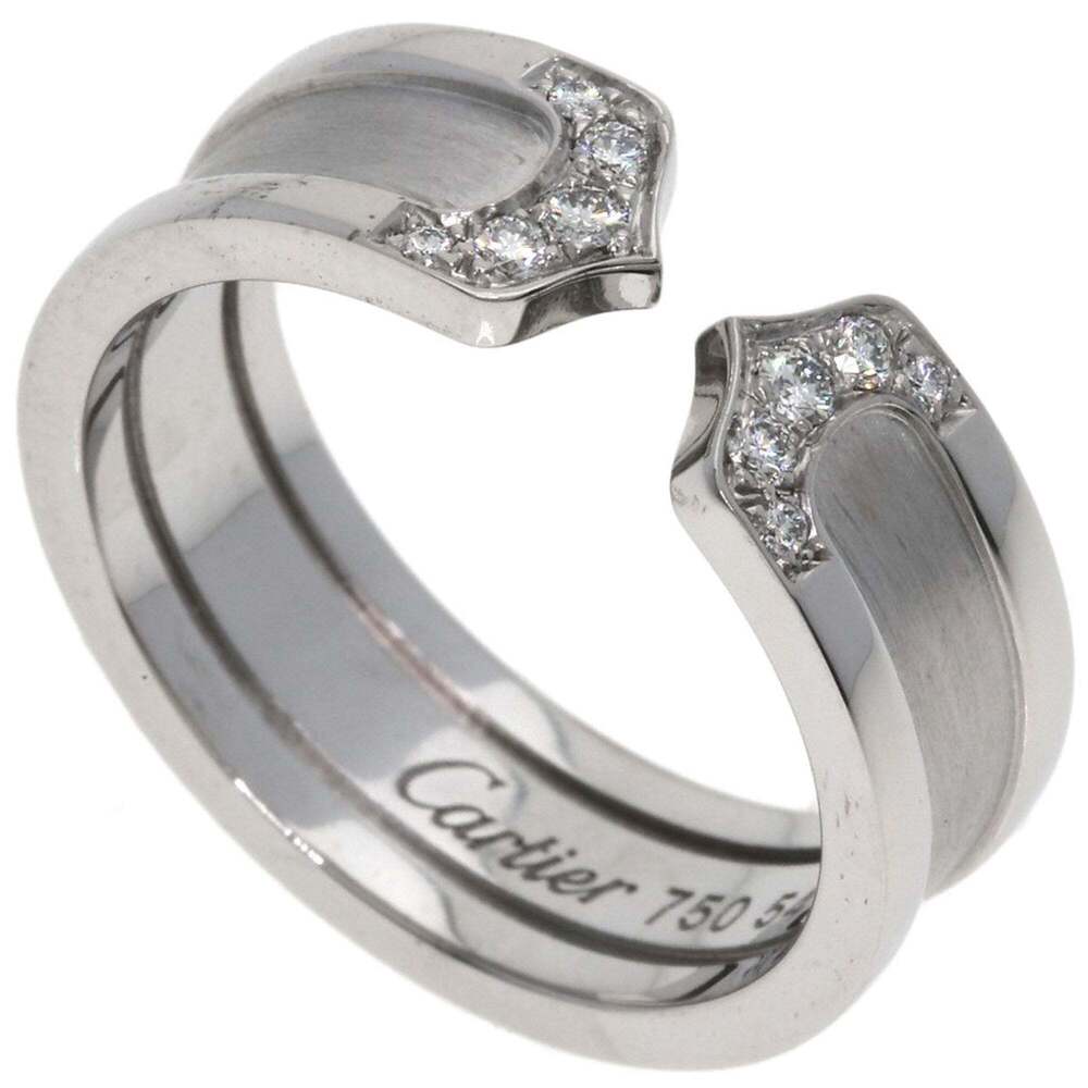 CARTIER Authentic 18k Silver Diamond Ring #54